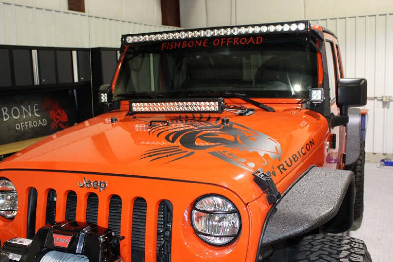 Fishbone Offroad 07-18 Jeep Wrangler JK Hood Light Mount Brackets Light Mounts Fishbone Offroad