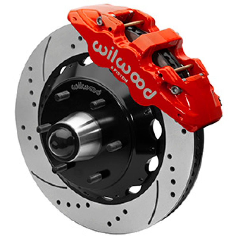 Wilwood 63-87 C10 CPP Spindle AERO6 Front BBK 14in Drilled/Slotted 6x5.5 BC - Red Big Brake Kits Wilwood