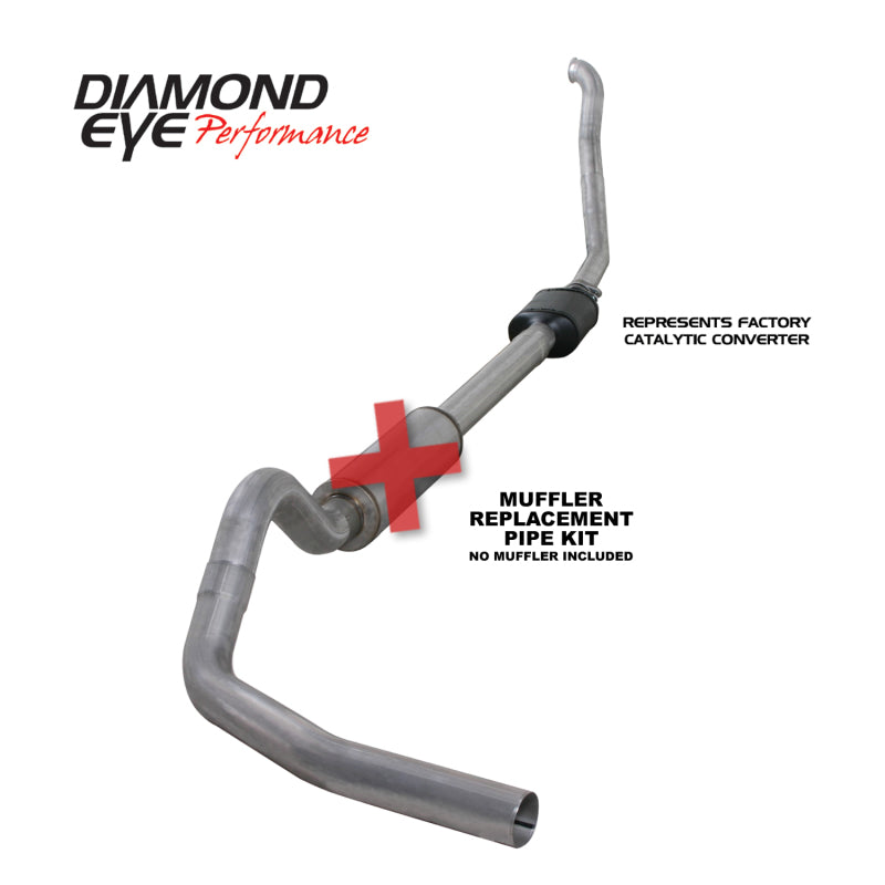 Diamond Eye KIT 4in MFLR RPLCMENT PIPE TB SGL ALUM 94-97 5 7 3L F250/F350 PWRSTROKE NFS W CARB STDS Turbo Back Diamond Eye Performance