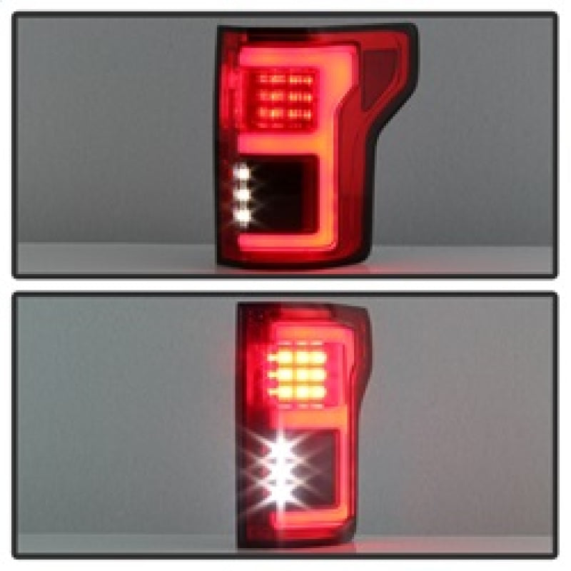 Spyder 15-18 Ford F-150 LED Tail Lights (w/Blind Spot) - Red Clear (ALT-YD-FF15015BS-LBLED-RC) Tail Lights SPYDER