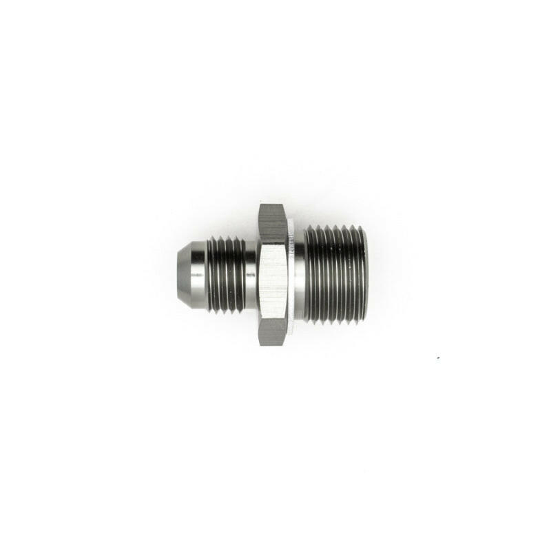 DeatschWerks 6AN Male Flare to M18 X 1.5 Male Metric Adapter (Incl Crush Washer) - Titanium Fittings DeatschWerks