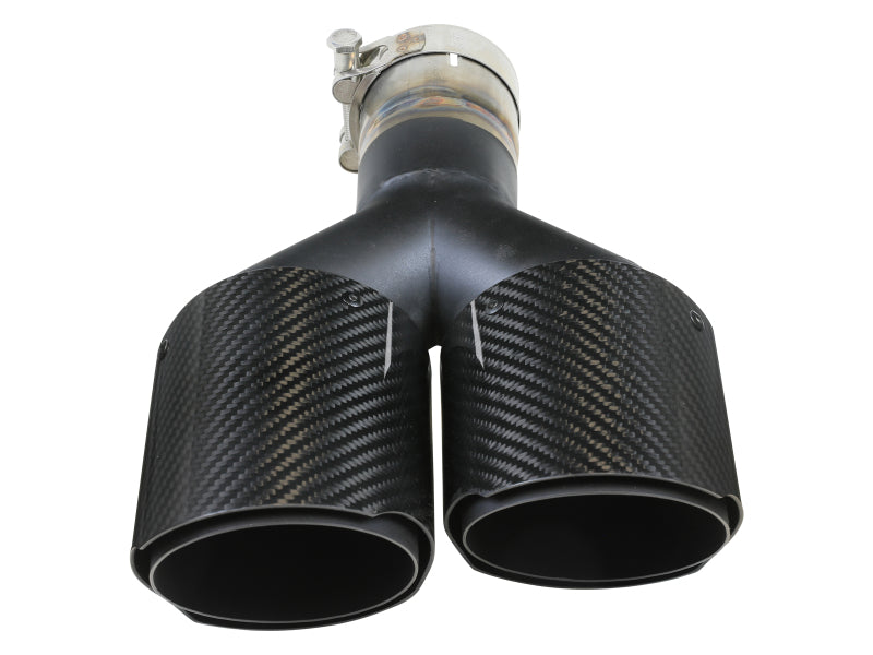 aFe Takeda 2.5in 304 Stainless Steel Clamp-on Exhaust Tip Passenger Side 2.5in Inlet 4inDual-Carbon Tips aFe