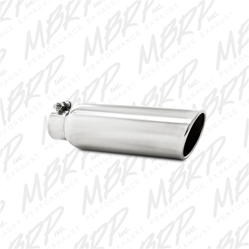 MBRP Universal Tip 3.5in OD 2.25in Inlet 12in L Angled Cut Rolled End Clampless No-Weld T304 Steel Tubing MBRP
