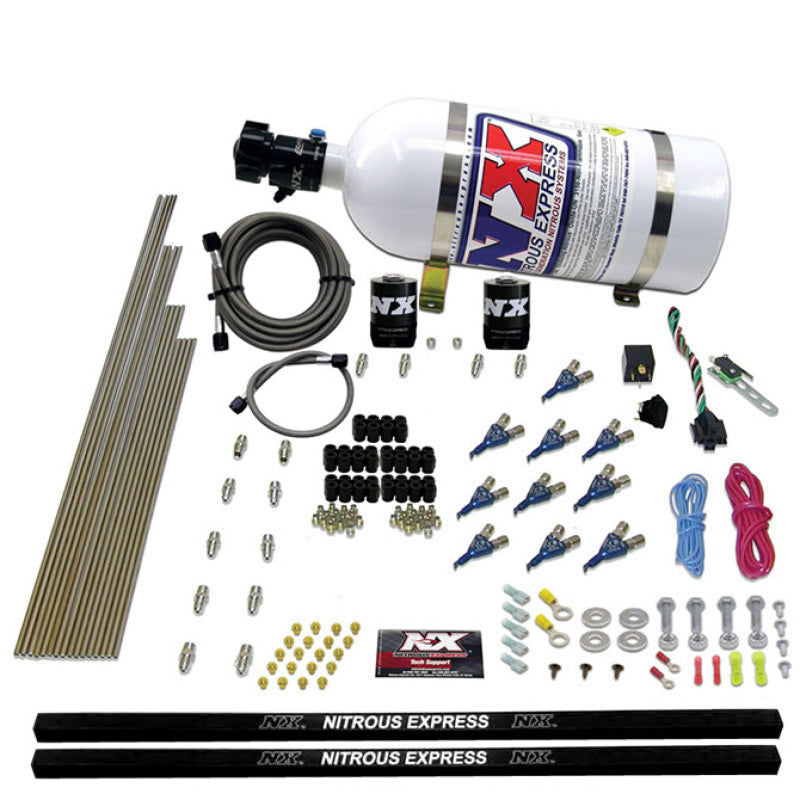 Nitrous Express 10 Cyl Piranha Nozzle Direct Port Nitrous Kit (250-500HP) w/10lb Bottle Nitrous Systems Nitrous Express