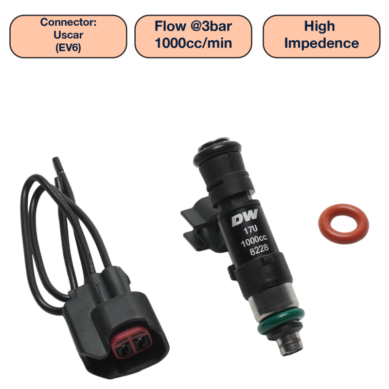 DeatschWerks Universal 1000cc Single Fuel Injector / 48mm Length / 14mm O-Ring Seals Fuel Injectors - Single DeatschWerks