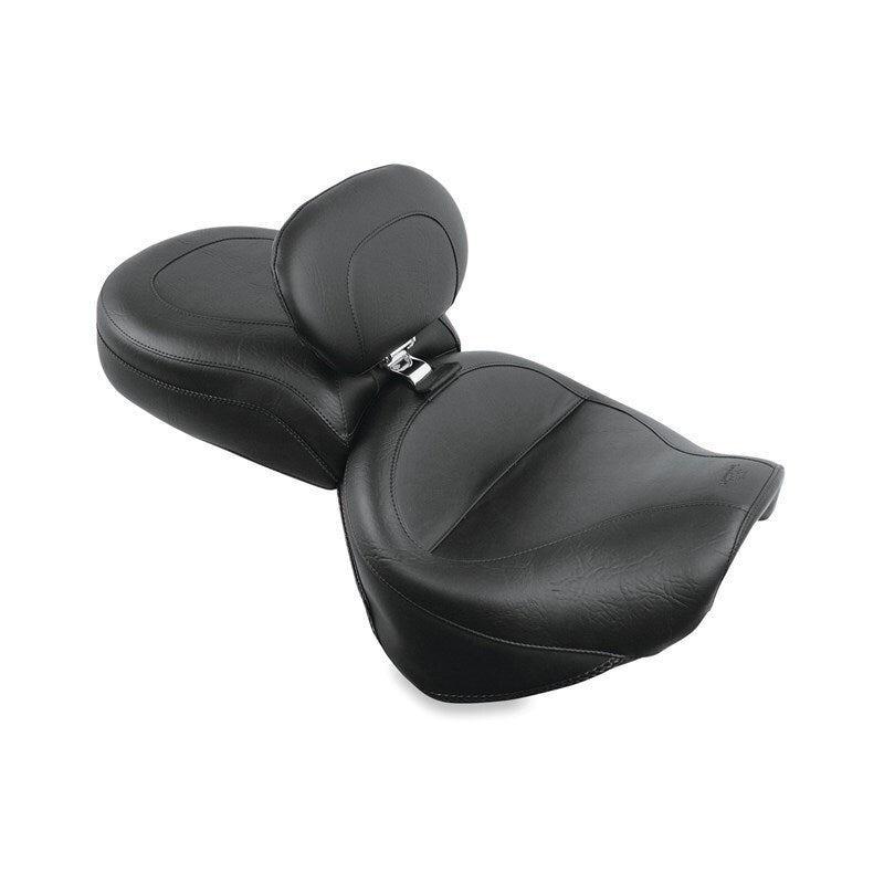 Mustang 99-15 Yamaha Road Star 1600, 1700 Wide Touring 2PC Seat w/Driver Backrest - Black Two-Piece Motorcycle Seats Mustang Motorcycle
