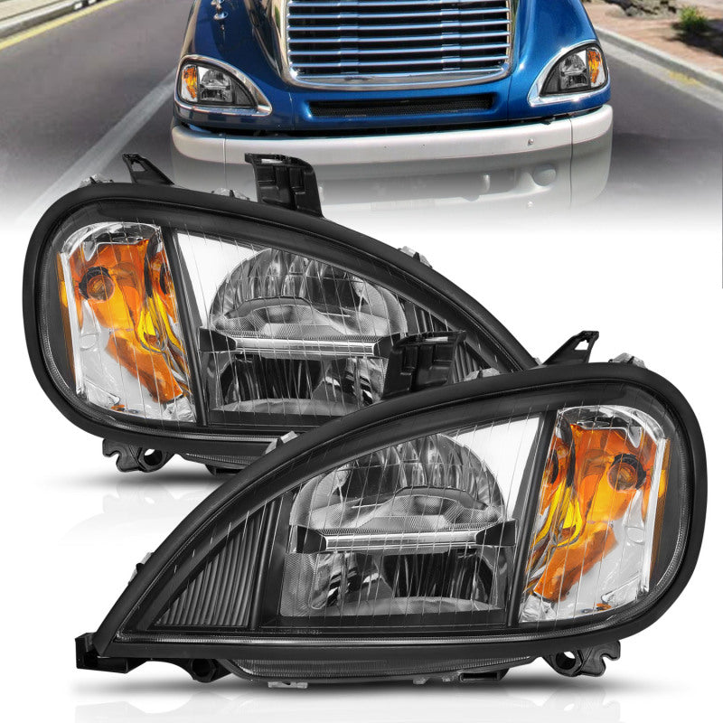 ANZO 1996-2013 Freightliner Columbia LED Crystal Headlights Black Housing w/ Clear Lens (Pair) Headlights ANZO