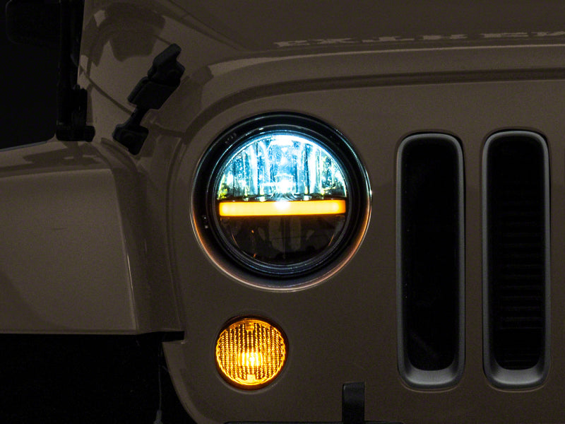 Raxiom 97-18 Jeep Wrangler TJ & JK Axial 7-In LED Headlights w/ DRL - Black Housing (Clear Lens) Headlights Raxiom