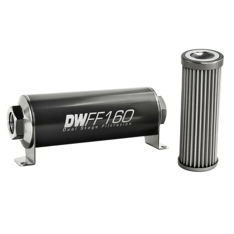 DeatschWerks Stainless Steel 8AN 40 Micron Universal Inline Fuel Filter Housing Kit (160mm) Fuel Filters DeatschWerks