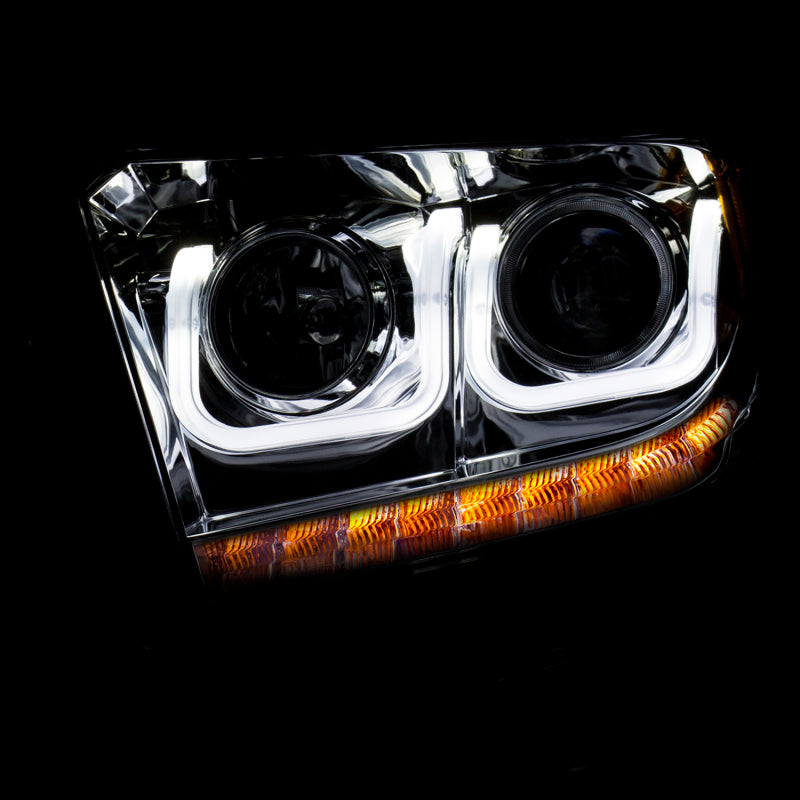 ANZO 2014-2016 Toyota Tundra Projector Headlights w/ U-Bar Chrome Headlights ANZO
