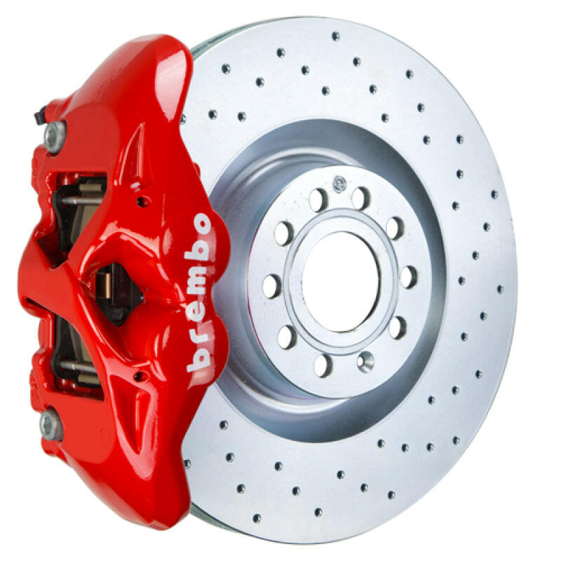 Brembo 14-20 A3 Front GT BBK 4 Piston Cast 345x30 1pc Rotor Drilled-Red Brake Kits - Performance Slot Brembo