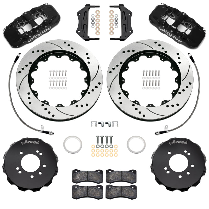 Wilwood 99-02 Nissan Skyline Aerolite 6R Front BBK w/ 14.00in D/S Rotors & Flexlines - Black Big Brake Kits Wilwood