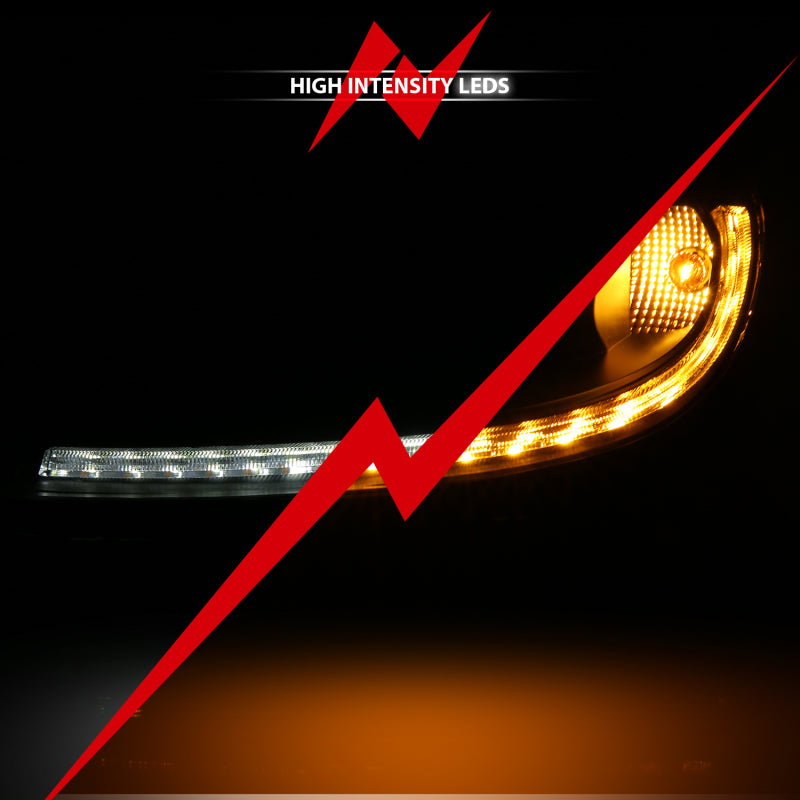 ANZO 2005-2013 Chevy Corvette Projector Plank Style Switchback H.L. Black Amber Headlights ANZO