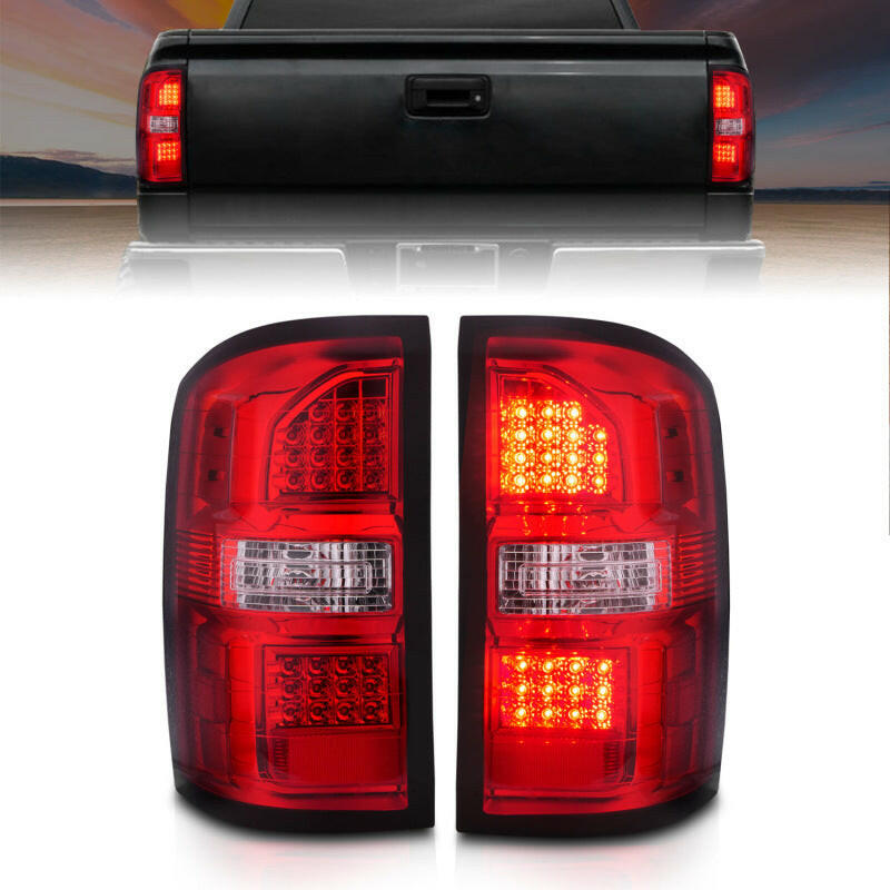 ANZO 2014-2018 GMC Sierra LED Tail Lights Black Housing Red/Clear Lens Tail Lights ANZO