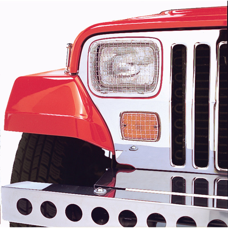 Rugged Ridge 87-95 Jeep Wrangler YJ Stainless Steel Stone Guard Set Light Covers and Guards Rugged Ridge