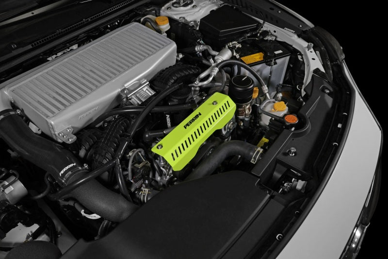 PERRIN 22-25 Subaru WRX Pulley Cover - Neon Yellow (SHORT - For Use w/PERRIN AOS) Engine Covers Perrin Performance