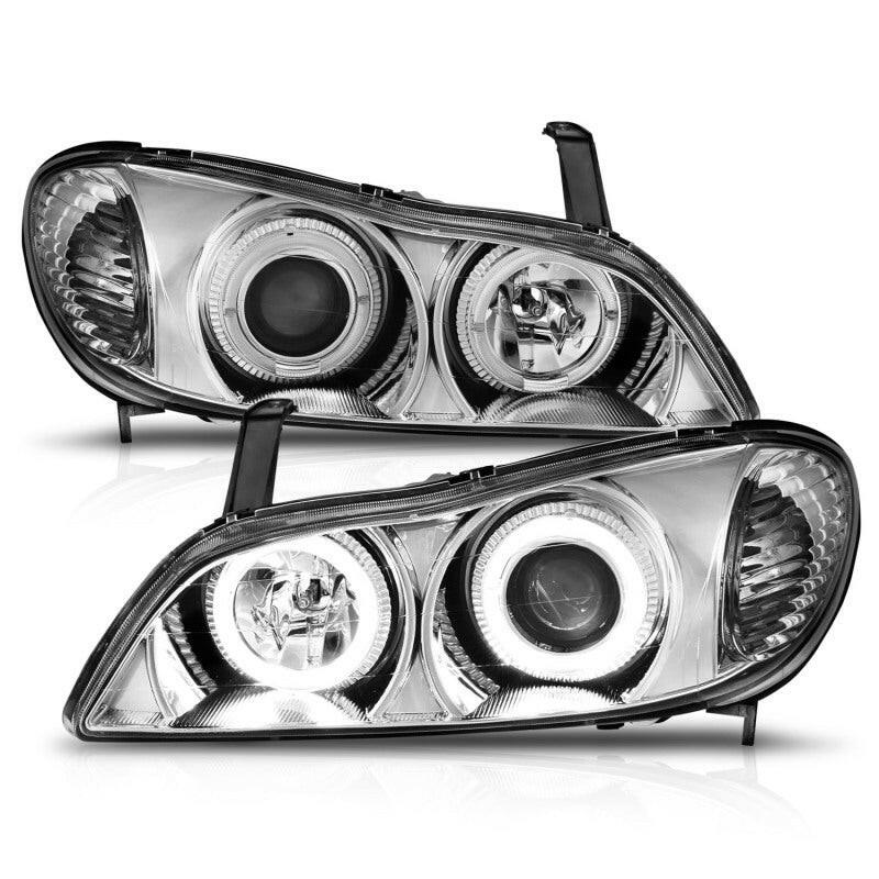 ANZO 2000-2004 Infiniti I30 Projector Headlights w/ Halo Chrome Headlights ANZO
