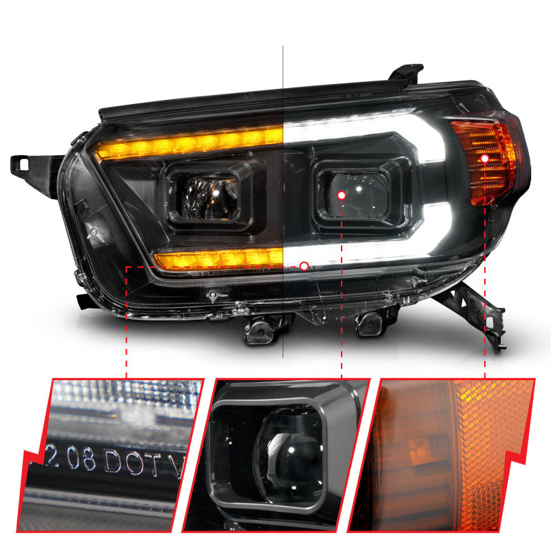 ANZO 10-13 Toyota 4Runner Projector Headlights - Black Headlights ANZO