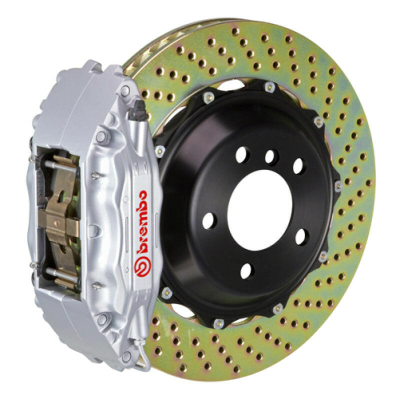 Brembo 05-13 Corvette Front GT BBK 6 Piston Cast 355x32 2pc Rotor Drilled-Silver Brake Kits - Performance Slot Brembo