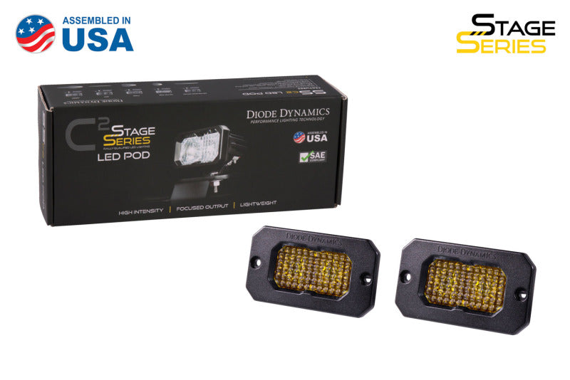 Diode Dynamics Stage Series 2in LED Pod Sport - Yellow Combo Flush ABL (Pair) Light Accessories and Wiring Diode Dynamics