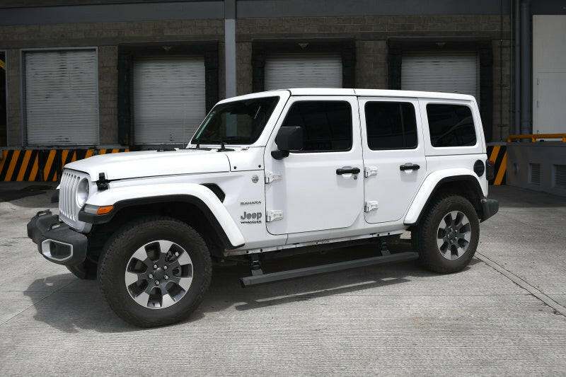 RealTruck 18-24 Jeep Wrangler 4dr VoltStep Electric Running Board Kit (Drilling Req.) - Tex. Blk Running Boards Go Rhino