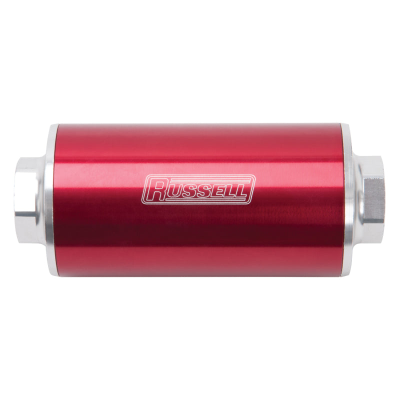 Russell Performance Profilter Fuel Filter 6in Long 10 Micron -10AN Inlet -10AN Outlet - Red Fuel Filters Russell