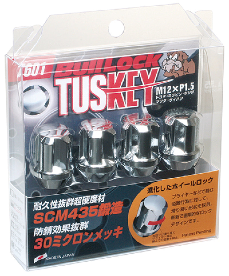 Project Kics Chrome Wt601 Tuskey 12X1.50 4 Locks + 1 Key - Silver Lug Nuts Project Kics