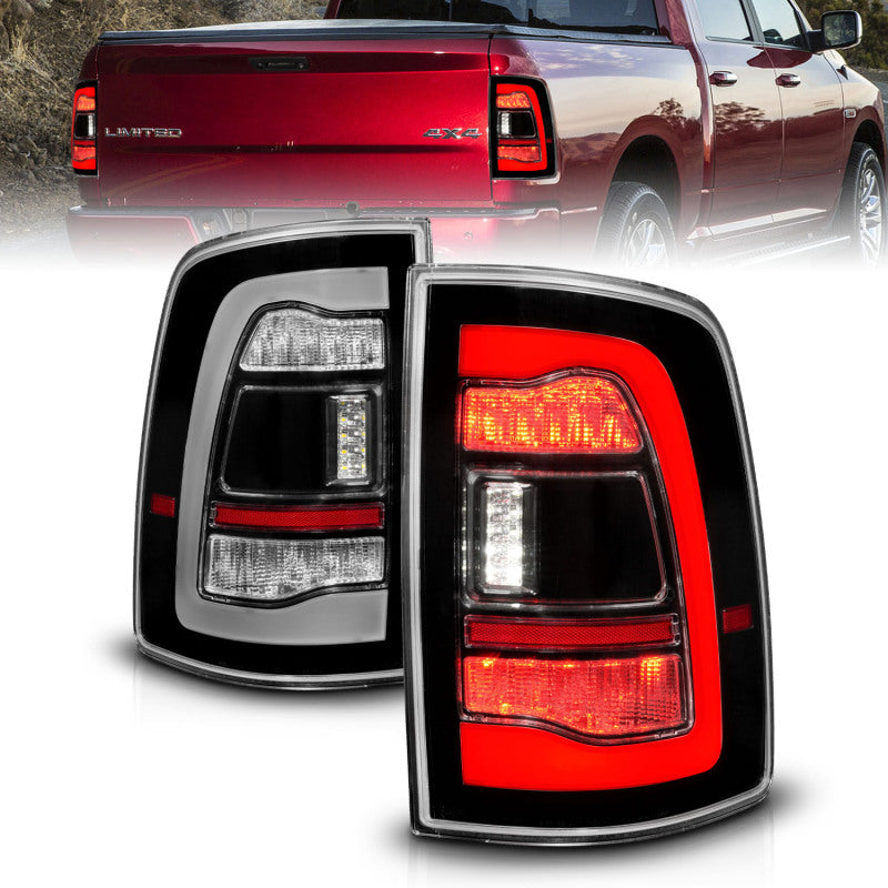 ANZO 09-18 Dodge Ram 1500 Sequential LED Taillights Black Tail Lights ANZO