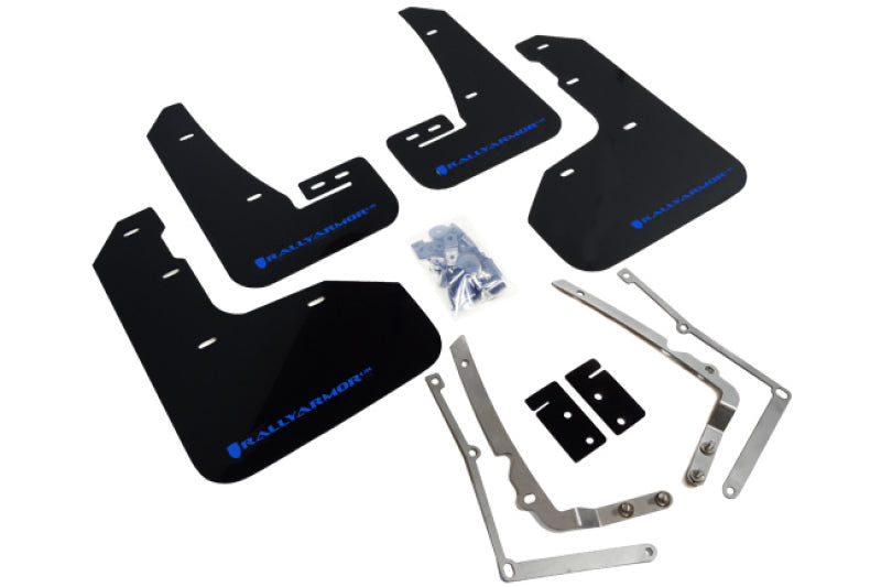 Rally Armor 15-17.5 MKVII VW Golf R Black UR Mud Flap w/Blue Logo Mud Flaps Rally Armor