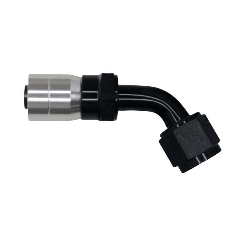 DeatschWerks 8 AN Female Flare Swivel 60-Degree Hose Crimping Style End CPE - Anodized Matte Black Fittings DeatschWerks