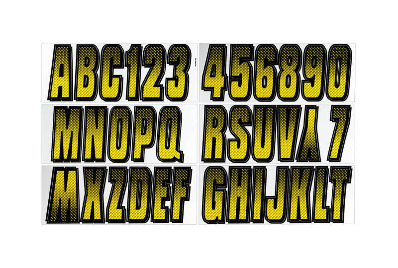 Hardline Boat Lettering Registration Kit 3 in. - 300 Yellow/Black Stickers/Decals/Banners Hardline