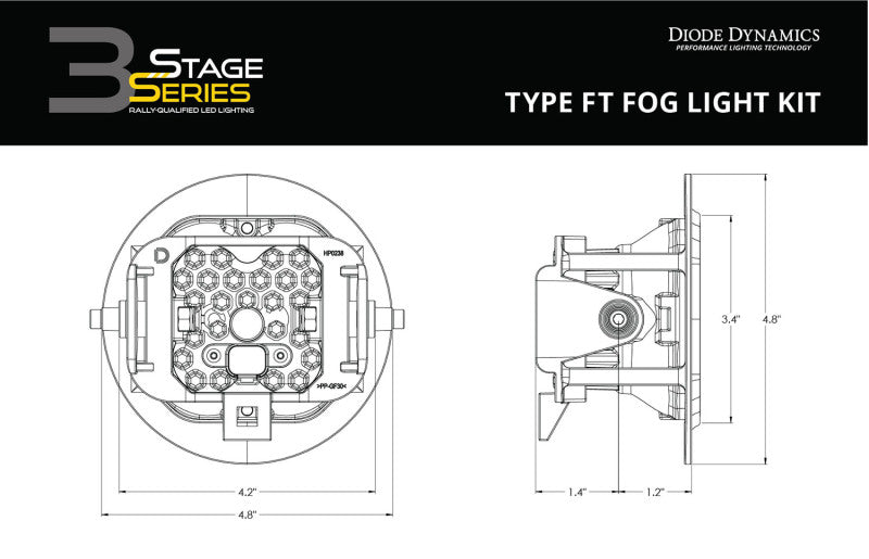 Diode Dynamics SS3 Sport Type FT Kit ABL - White SAE Fog Light Accessories and Wiring Diode Dynamics