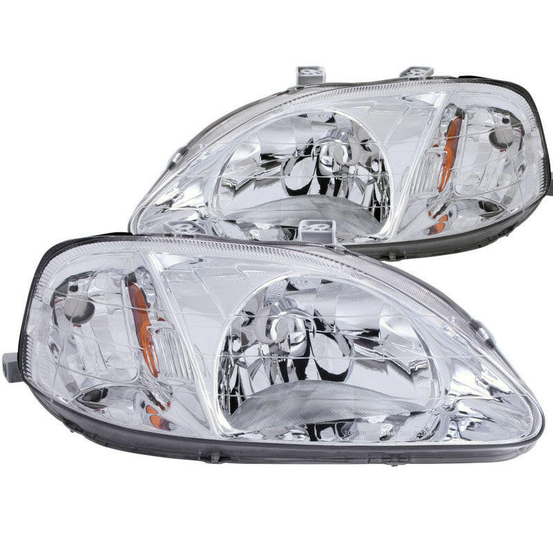ANZO 1999-2000 Honda Civic Crystal Headlights Chrome Headlights ANZO