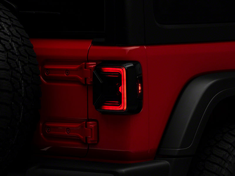 Raxiom 18-23 Jeep Wrangler JL Axial Series LED Tail Lights- Blk Housing (Smoked Lens) Tail Lights Raxiom