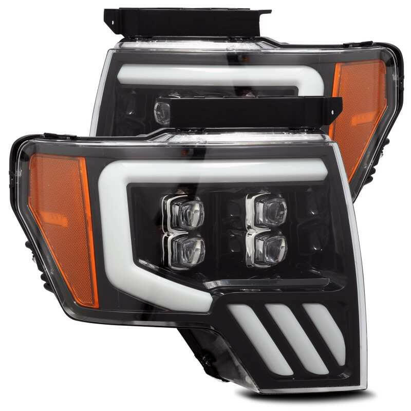AlphaRex 09-14 Ford F-150 NOVA LED Proj Headlights Plank Style Gloss Black w/Activ Light/Seq Signal Headlights AlphaRex