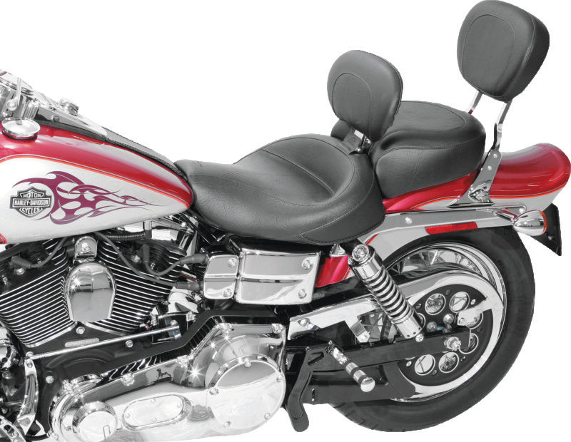 Mustang 06-17 Harley Dyna Wide Touring Solo Seat w/ Driver Backrest - Black Solo Motorcycle Seats Mustang Motorcycle