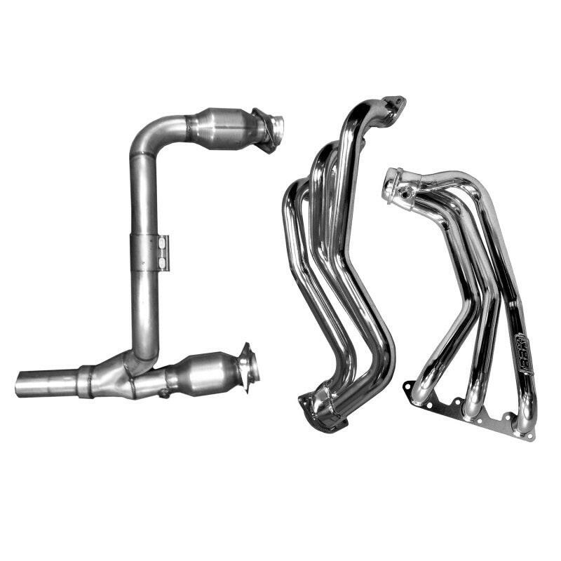 BBK 07-11 Jeep 3.8 V6 Long Tube Exhaust Headers And Y Pipe And Converters - 1-5/8 Chrome Headers & Manifolds BBK
