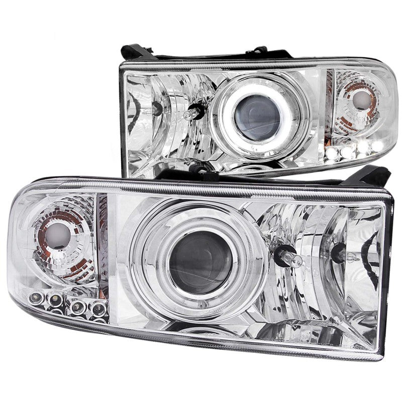 ANZO 1994-2001 Dodge Ram Projector Headlights w/ Halo Chrome Headlights ANZO