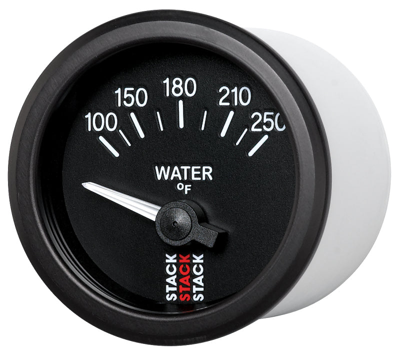 Autometer Stack 52mm 100-250 Deg F 1/8in NPTF Electric Water Temp Gauge - Black Gauges AutoMeter