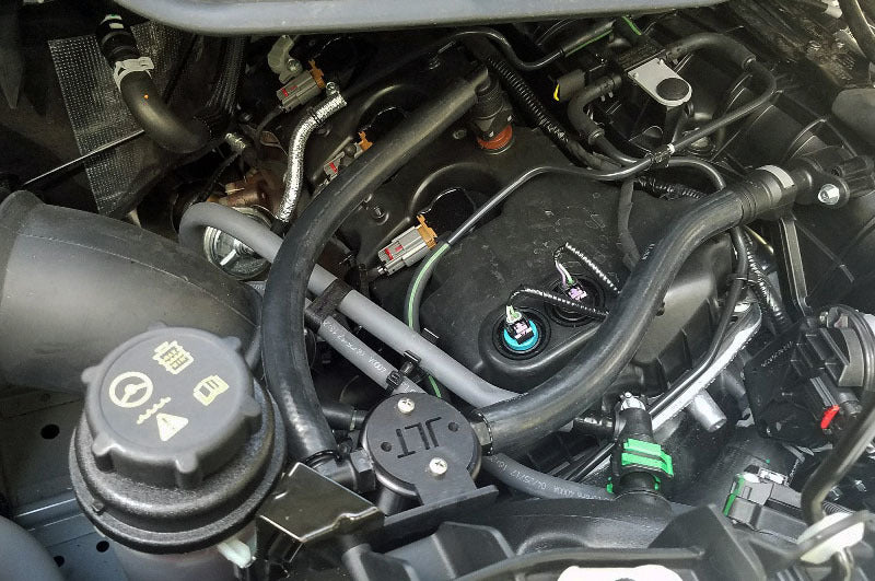 J&L 15-25 Ford Transit 150/250/350 3.5L EcoBoost Passenger Side Oil Separator 3.0 - Black Anodized Oil Separators J&L