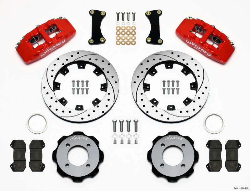 Wilwood Dynapro 6 Front Hat Kit 12.19in Drilled Red 2011 Fiesta Big Brake Kits Wilwood