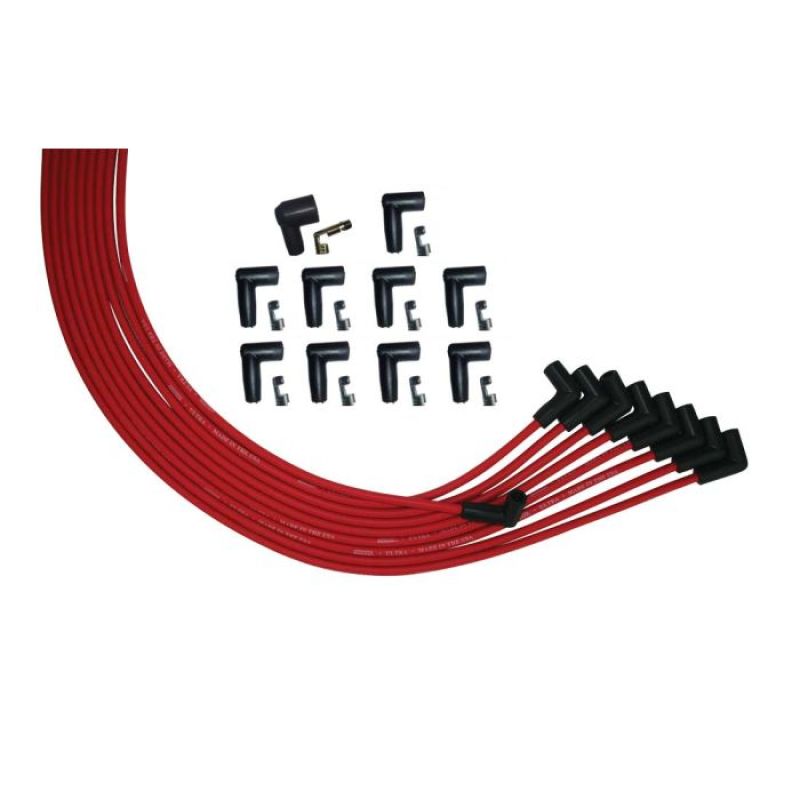 Moroso V8 Universal 90 Deg Plug HEI Distributor Ultra Spark Plug Wire Set - Red Spark Plug Wire Sets Moroso