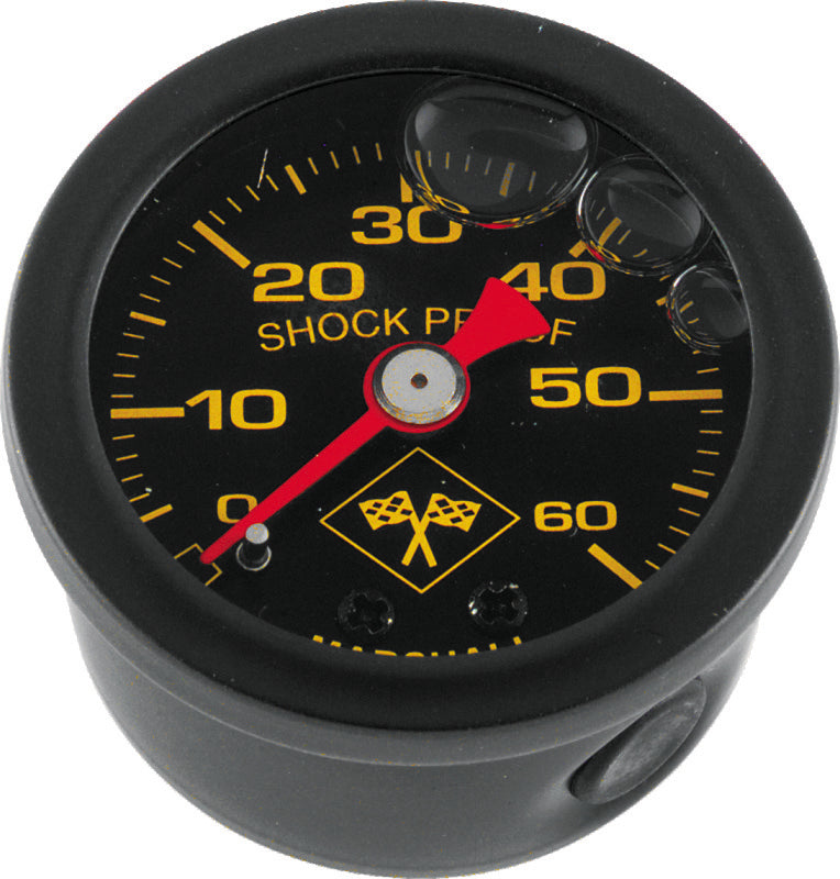 Bikers Choice 0-60 PSI Oil Pressure Gauge Black Face Black Bezel Liquid Filled Universal Custom Gauges Bikers Choice