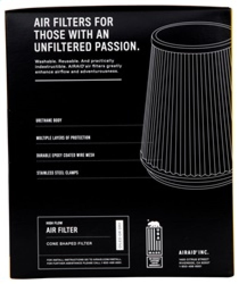 Airaid Universal Air Filter - Cone 6in FLG x 7-1/4in B x 5in T x 9in H - Synthamax Air Filters - Universal Fit Airaid