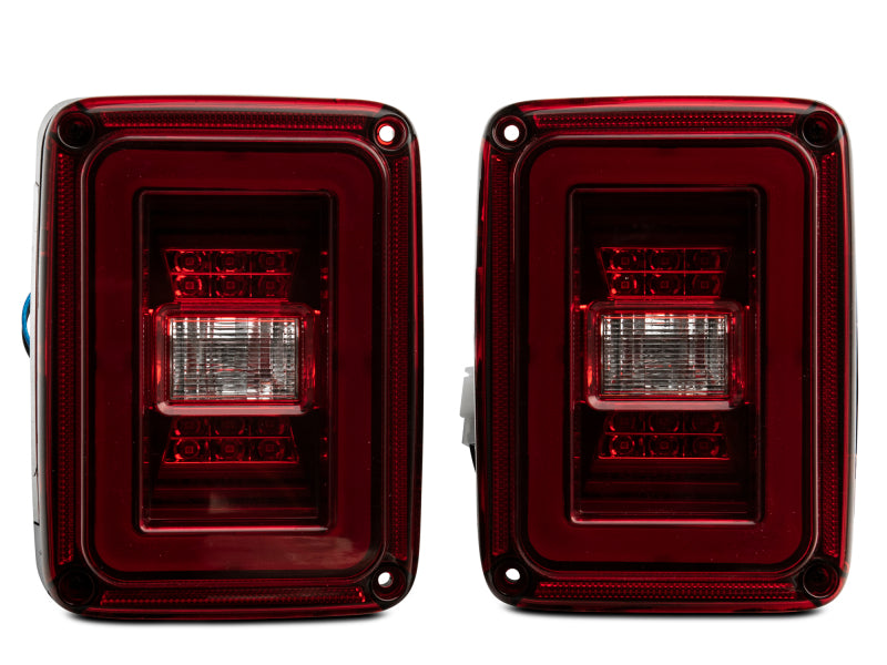 Raxiom 07-18 Jeep Wrangler JK JL Style LED Tail Lights- Black Housing - Red Lens Tail Lights Raxiom