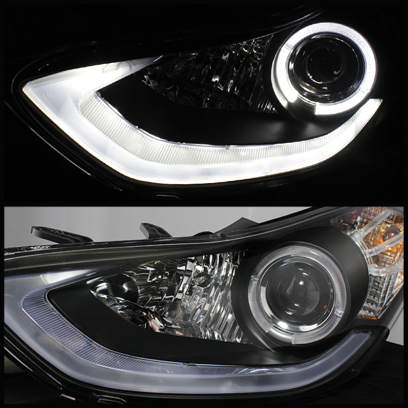 Spyder Hyundai Elantra 11-13 Projector Headlights LED Halo DRL Blk PRO-YD-HYELAN11-DRL-BK Headlights SPYDER