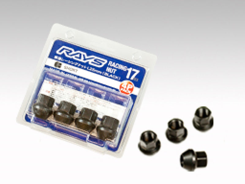 Rays 17 Hex Racing Nut Set L25 Short Type 12x1.50 - Black Chromate (4 Pieces) Lug Nuts Rays