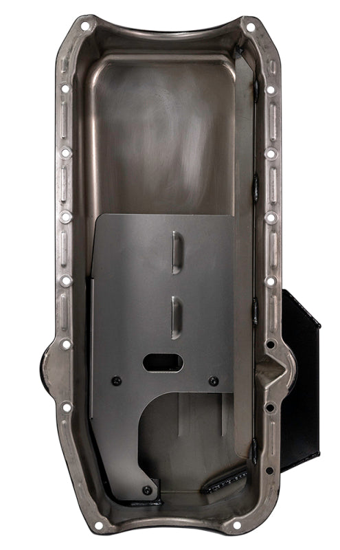 Moroso 80-85 Chevrolet SBC(w/Passenger Side Dipstick) Wet Sump 7qt 7.5in Steel Oil Pan - Black Oil Pans Moroso