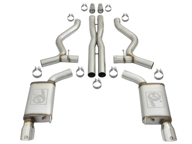 aFe MACHForce XP 3in 304 SS Cat-Back Exhausts w/ Polished Tips 15-17 Ford Mustang GT V8-5.0L/V6-3.7L Catback aFe