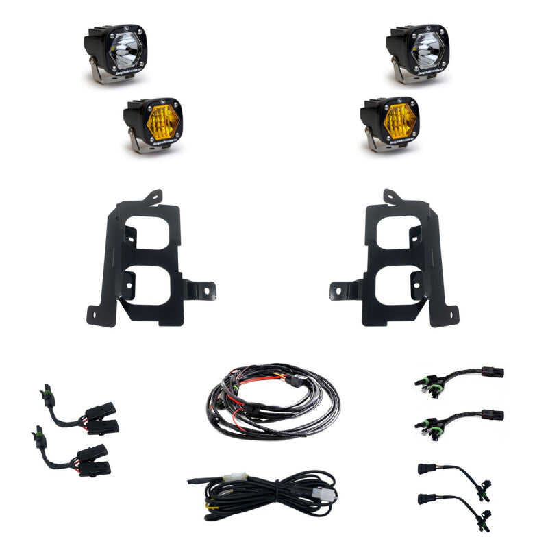 Baja Designs 19-22 GMC 1500 S1 Fog Pocket Mount Kit Clear Spot / Clear Wide Cornering Fog Lights Baja Designs